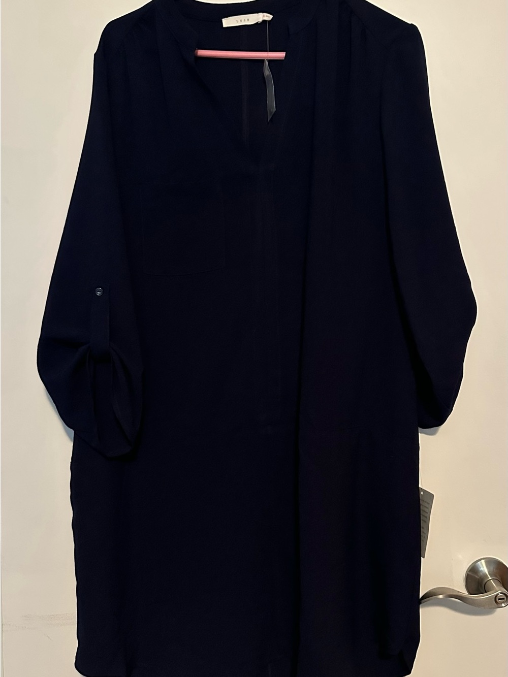 Aritzia Black V-Neck Roll-Sleeve Tunic